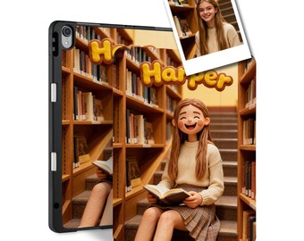 Your photo Custom iPad Case with Pencil Holder – Turn Photo into Clay Style Character All iPad Models- Pro 13 12.9 11 Air6/7 A16 10th Mini