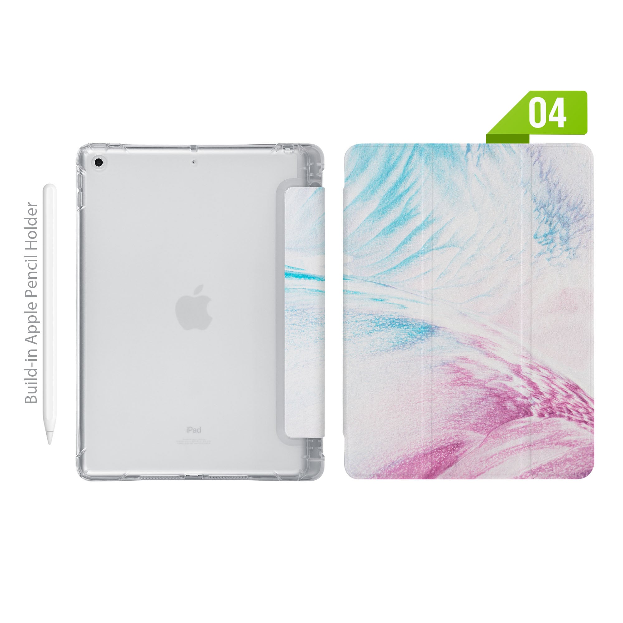 IPad See Through Smart Case Leather Stand Cover With Pencil Holder