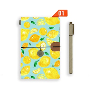 leather notebook personalised refillable diary journal genuine leather cover fruit