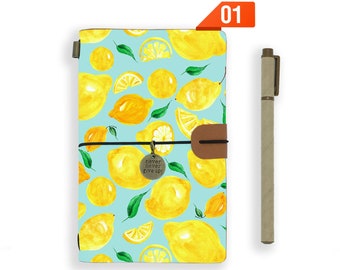 leather notebook personalised refillable diary journal genuine leather cover fruit