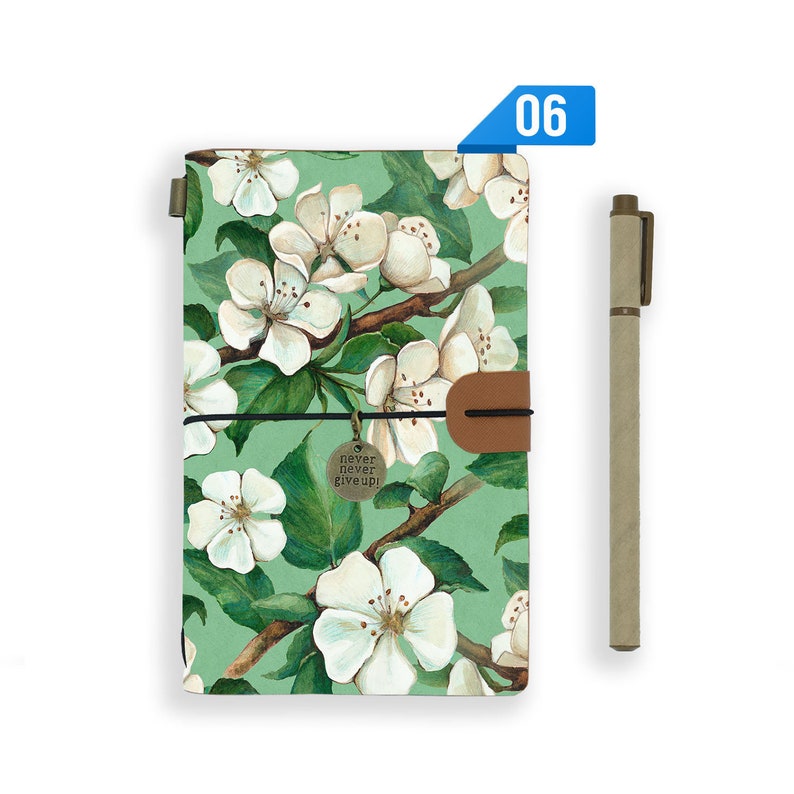 personalized leather journal refillable notebook diary genuine leather cover oil painting Pattern 06