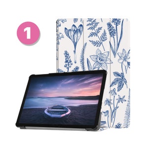 Leather Samsung Tab Stand Case for Galaxy Tab S10+/Ultra, S9/FE/Plus/Ultra, S8/S8+, S7, S6, A9/A8/A7 Lite, S7 FE, More Models leaves plants