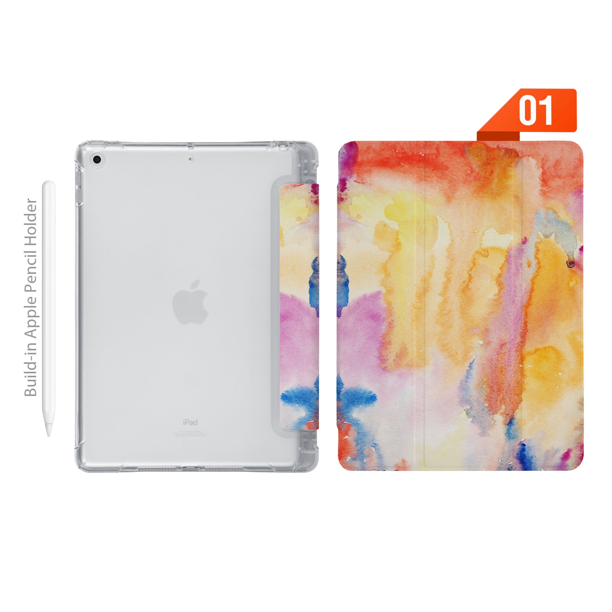 IPad See Through Smart Case Leather Stand Cover With Pencil Holder