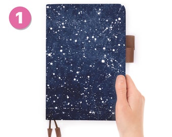 reisdagboek gepersonaliseerd navulbaar notitieboekje dagboek A5 lederen hoes Galaxy Universe