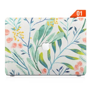 Case for MacBook Pro 13, Pro 14, Pro 16, MacBook Air 13, Air 15 - Supports M1 M2 M3 M4 chips, customizable design watercolor leaves