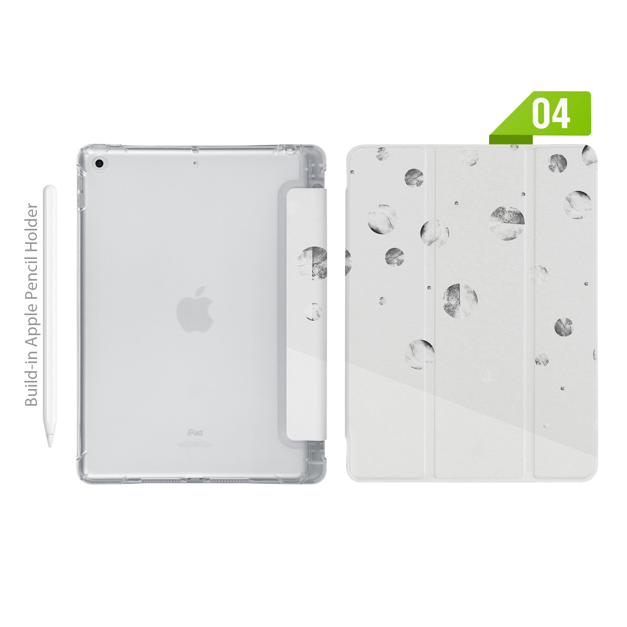 IPad See Through Smart Case Leather Stand Cover With Pencil Holder