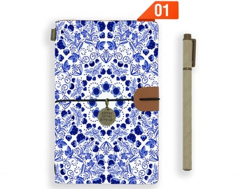 leather diary personalised refillable notebook journal genuine leather cover aztec tribal