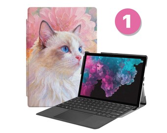 Surface Folio Case for Microsoft Surface Pro 12 11 10 9 8 7 6 5 4, Surface Go – Copilot+ Personalized Surface 2-in-1 Case Cute Cat