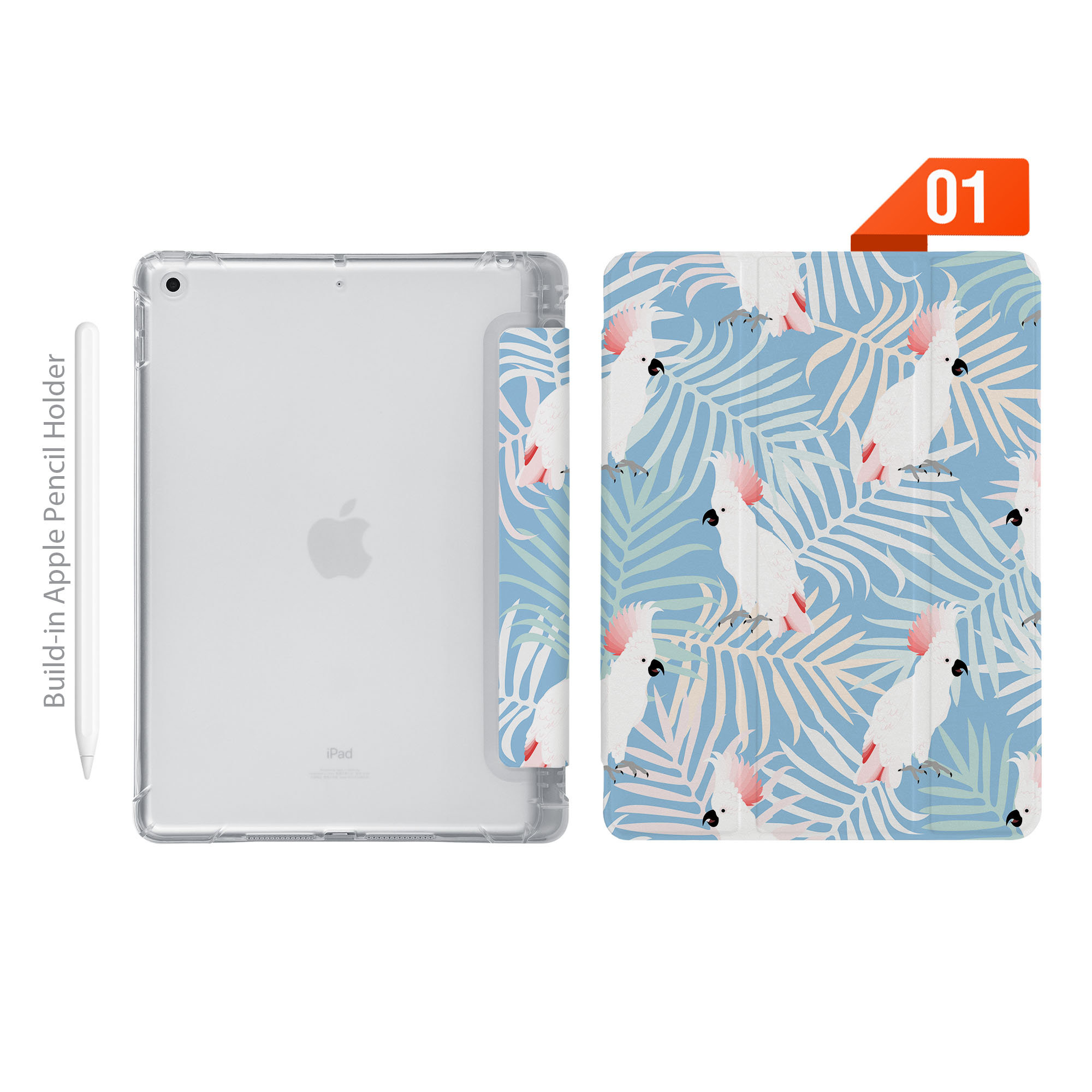 IPad See Through Smart Case Leather Stand Cover With Pencil Holder