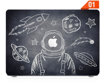 MacBook Air pro Tasche gummierte Vorder- und Unterseite, Hardcover für Apple Pro 14 MacBook Air 13 M2 M3 Pro 13 14 15 16 M1 M2 M3 Astronaut Weltraum