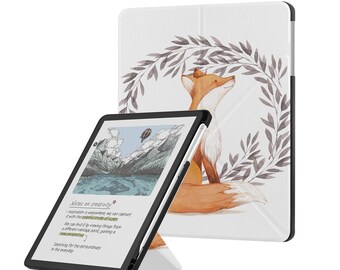 Kindle Scribe Case: Origami Stand, Pen Holder, Auto Sleep/Wake Handle Cover For Kindle Scribe 10.2" & 11" Display Wildlife Forest Vibe Art