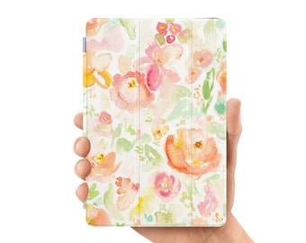 ipad mini case smart case cover for ipad mini air 1 2 3 4 5 6 pro 9.7 12.9 retina display watercolor flower rose pink