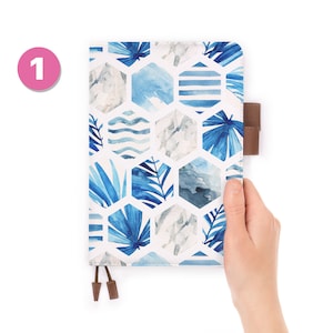 travel diary personalised refillable notebook journal A5 leather cover Geometric Flower
