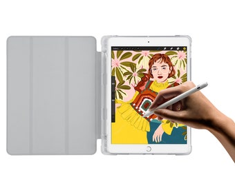 IPad See Through Smart Case Leather Stand Cover With Pencil Holder
