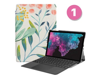 Vegan Leather Folio Case for Microsoft Surface Pro 12 11 10 9 8 7 6 5 4, Surface Go – Copilot+ ReadyFlower