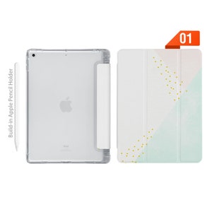 iPad See Through Smart Case Leather Stand Cover with Pencil Holder for iPad Pro 12.9 11 9.7 Air 10.9 10.5 10.2 mini 4 5