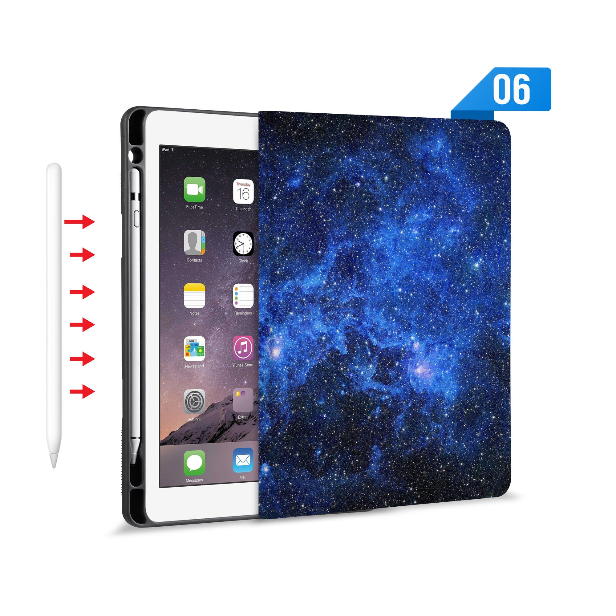 IPad Folio Smart Case Stand Leather Cover With Pencil Holder for