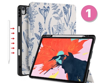 iPad  Magnetic Smart Case with Pencil Holder for iPad 9.7 10.2 10.9iPad Air 5th 10.9 Pro 11"  Pro 12.9 Pro M1 M2 Auto Sleep/Wake Flower