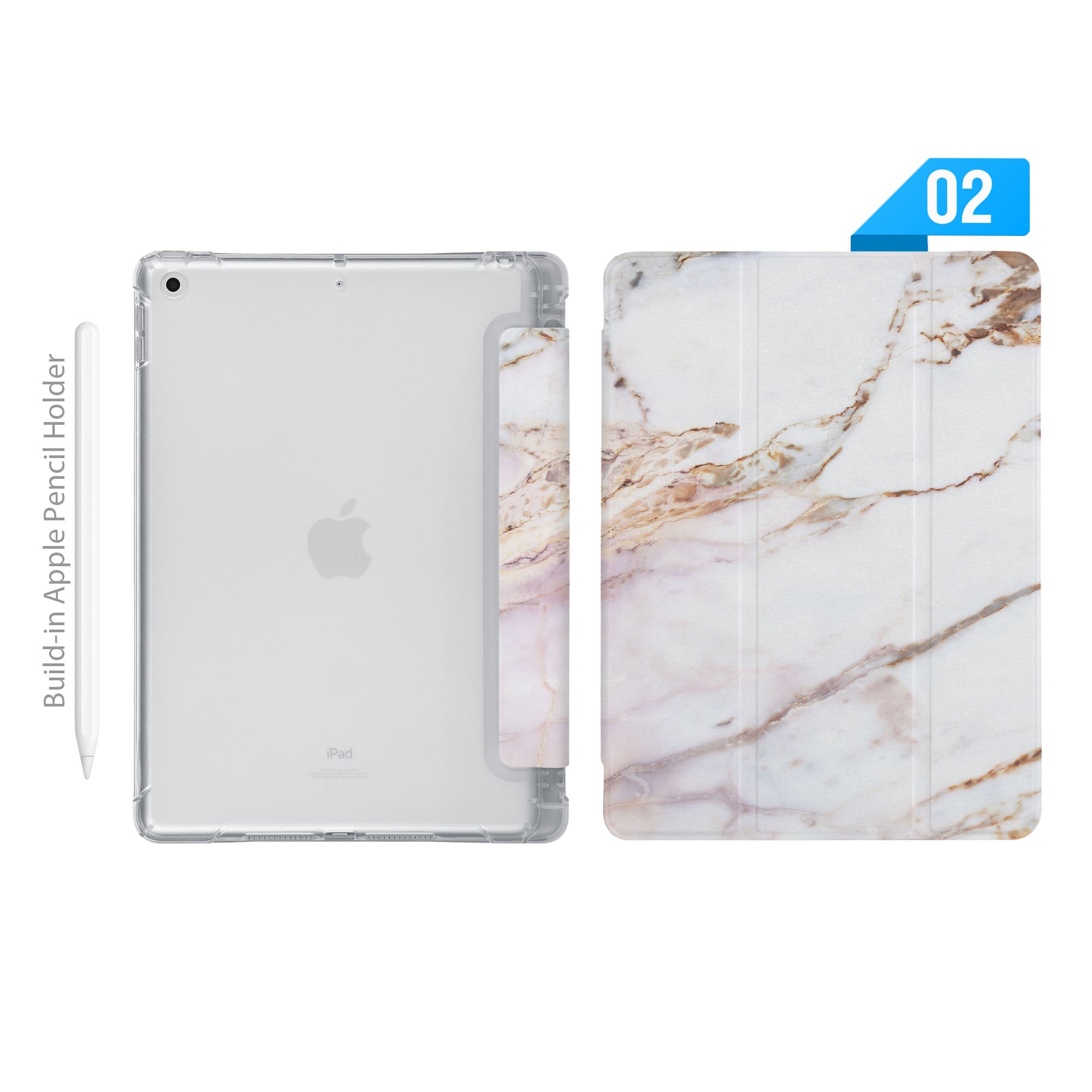 IPad See Through Smart Case Leather Stand Cover With Pencil Holder