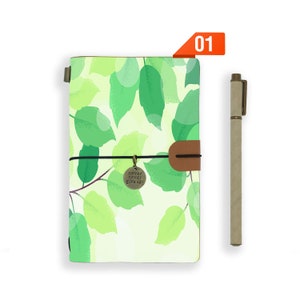travel diary personalised refillable notebook journal genuine leather cover leaves