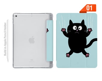 iPad See Through Smart Case Leather Stand Cover with Pencil Holder for iPad Pro 12.9 11 9.7 Air 10.9 10.5 10.2 mini 4 5