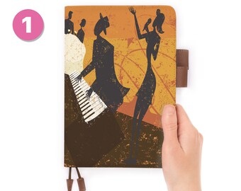 travelers notebook personalised refillable diary journal A5 leather cover music