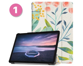 Housse en cuir pour tablette samsung, étui pour samsung galaxy tab s9 s8 s7 s6 s9 ultra s8 plus s7 fe lite a9 a8 a7 lite s9 fe, feuilles de plantes