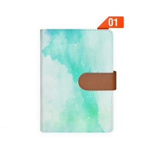 A6 Planner Binder leather personal organizer organiser refillable planner notebook agenda cover personalized Abstract Watercolor Splash