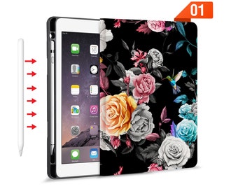 Etui iPad Folio Smart Case ze skóry z uchwytem na długopis do iPada Pro 12,9 11 Air 10,9 10,5 9,7 z funkcją automatycznego uśpienia i wybudzania w kolorze czarnym