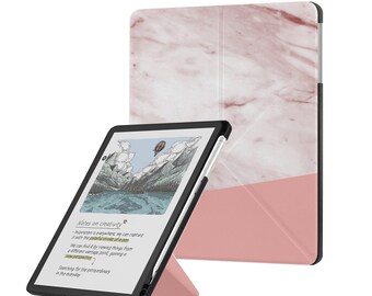 Etui na Kindle Scribe: podstawka origami, uchwyt na długopis, uchwyt z funkcją automatycznego uśpienia/wybudzenia do Kindle Scribe 10,2" i 11" z różowo-marmurowym wzorem