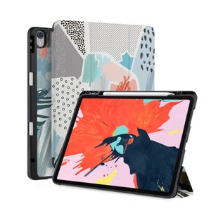 iPad Case 2025 with Pencil Holder for iPad Pro 13 iPad 9.7 10.2 10.9 iPad Air 13 11 10.9 Pro 11 12.9 M1 M2 M4 DOODLE SCRIBBLES Grey