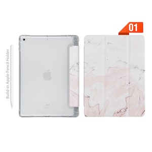 iPad See Through Smart Case Leather Stand Cover with Pencil Holder for iPad Pro 12.9 11 9.7 Air 10.9 10.5 10.2 mini 4 5