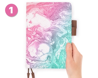 travel journal personalised refillable notebook diary A5 leather cover Abstract Oil Painting