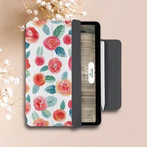360 Slimfit iPad Hülle - Magnetständer für iPad Air 10.9 "-13", iPad Pro 11 "-13" Apple Pencil Ladehalter Rosa Blume