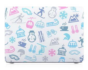 Etui na MacBooka – zimowe narty i snowboard, z możliwością personalizacji (obsługa układów M1-M5)