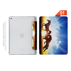 iPad See Through Smart Case Leather Stand Cover with Pencil Holder for iPad Pro 12.9 11 9.7 Air 10.9 10.5 10.2 mini 4 5