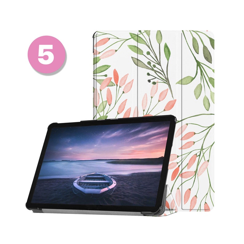 Housse en cuir pour tablette samsung, étui pour samsung galaxy tab s9 s8 s7 s6 s9 ultra s8 plus s7 fe lite a9 a8 a7 lite s9 fe, feuilles de plantes Pattern 05