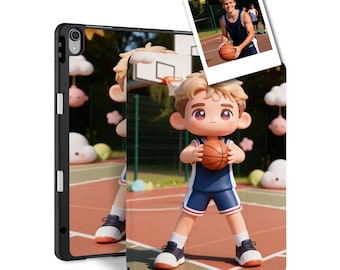 Custom iPad Case with Pencil Holder - Personalized Miniature Cute Character from Your Photo - Fits Pro 13" 12.9" 11", Air 6/5, 10th, Mini
