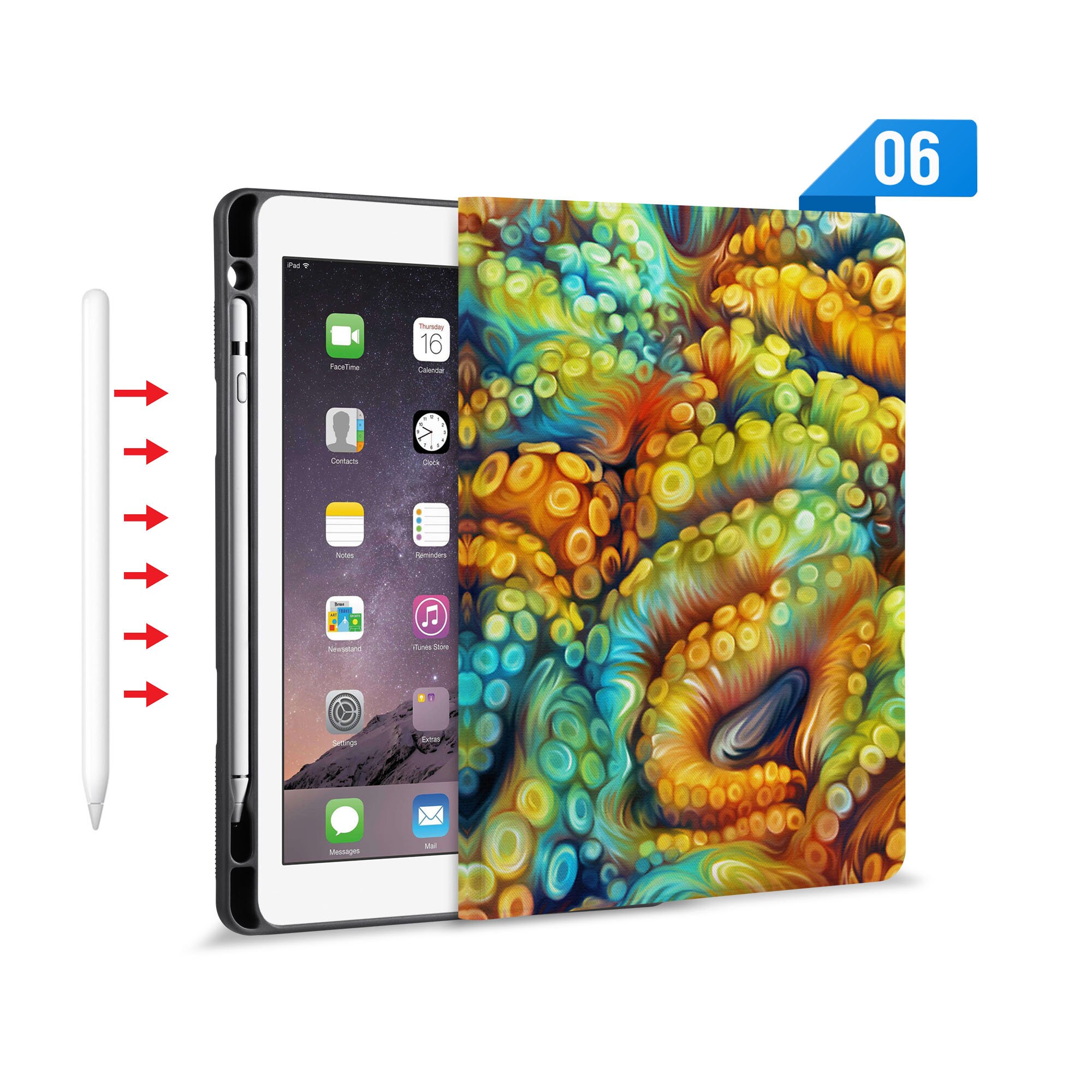 Aswant Cover IPad Pro 12.9 2020: Custodia Portafoglio In Pelle PU Con Supporto, Slot E Fiore Mandala - Rosa - 2