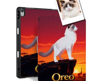 Custom iPad Case with Pencil Holder - Personalized Savannah Ruler Portrait from Your Photo-Fits All Models: Pro, Air, 10th Gen, Mini