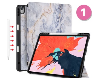 Étui intelligent magnétique pour iPad avec porte-crayon pour iPad 9.7 10.2 10.9iPad Air 5e 10.9 Pro 11" Pro 12.9 Pro M1 M2 Veille/réveil automatique Marbre