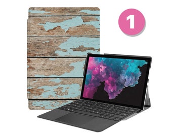 Premium Vegan Leather Folio Stand Cover for Microsoft Surface Go Surface X Pro 9 Pro 8 7 6 5 4 Compatible with Type Cover Keyboard Wood