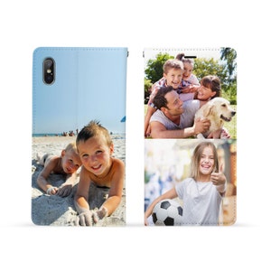Funda con tapa de soporte de billetera de cuero personalizada para iPhone 15 Pro Max 15 14 Plus iPhone 15 14 13 12 11 X Personalizar regalo de caja de collage de fotos