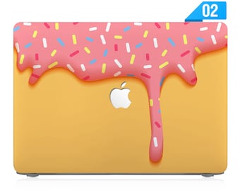 macbook case rubberized front and bottom hard cover for apple pro 14 macbook air 13 15 M2 pro 13 14 15 16 M1 M2 M3 doughnut ice cream