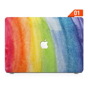 Case for MacBook Pro 13, Pro 14, Pro 16, MacBook Air 13, Air 15 - Supports M1 M2 M3 M4 chips, customizable design watercolor rainbow
