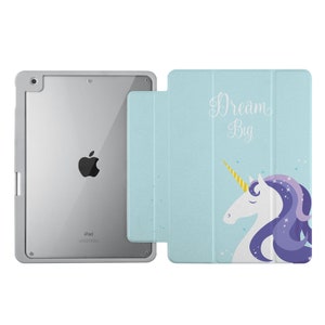 Acrylic iPad case iPad Pro 12.9 11 iPad Mini 6 iPad 10.9 10.2 9.7 iPad 7 8 9 iPad 10 2022 case with pencil holder custom gift unicorn 05