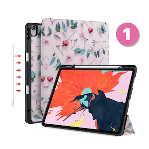 iPad Case 2025 with Pencil Holder for iPad Pro 13 iPad 9.7 10.2 10.9 iPad Air 13 11 10.9 Pro 11 12.9 M1 M2 M4 Flat Flower2