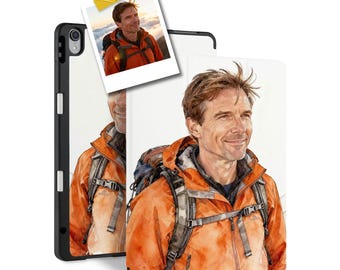 Custom iPad Case with Pencil Holder - Personalized Expressive Loose Water Portrait from Your Photo -Fits All Models Pro, Air, 10th Gen, Mini