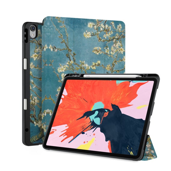 iPad Magnetic Smart Case with Pencil Holder iPad 9.7 10.2 A2200 A2198 A2232 Pro 11 12.9 3rd Gen Auto SleepWake OIL Painting ALMOND BLOSSOM
