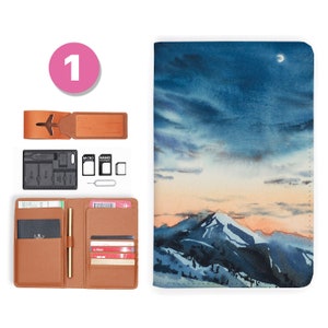 Reisepasshülle personalisierte Passhülle RFID Blocking klassisches Leder Reiseportemonnaie Landschaft